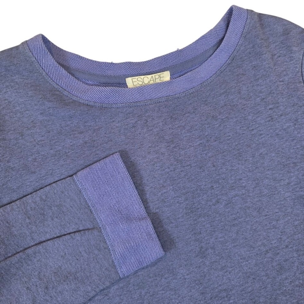Escape Habitat‎ Women's Size M Sweatshirt Blue Heathered 3/4 Sleeve Back Seam